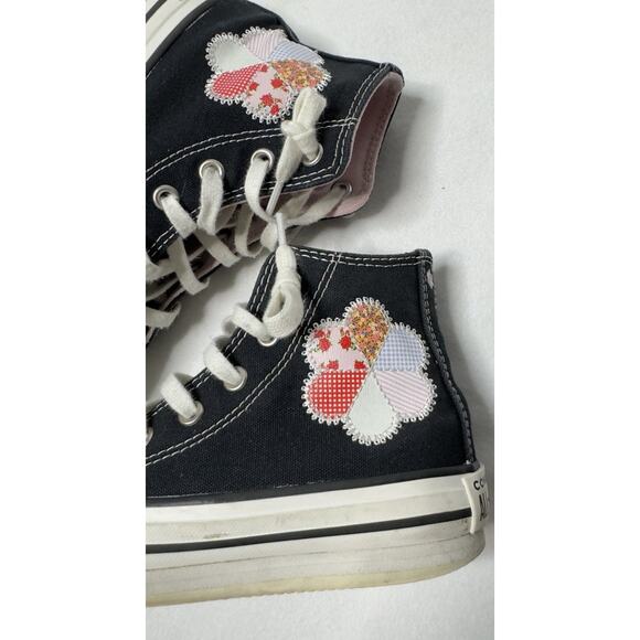 Converse Chuck Taylor All Star Leaf Patchwork Platform Sneakers Girl Sz 12 - Picture 11 of 14